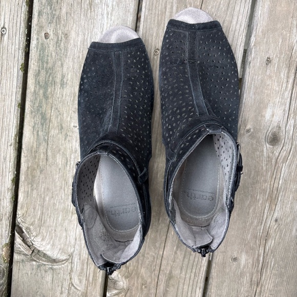 Earth Marietta Seren Black Cutout Peep-Toe Suede Ankle Boots - Women - Picture 3 of 5